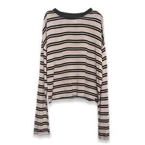Treasure & Bond Pullover Shirt Long Sleeve Striped Academia Black Pink Girl's L